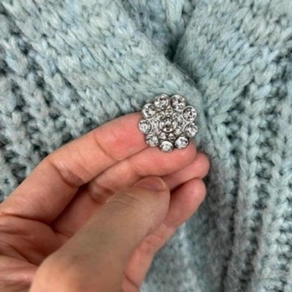 ZARA Blue Jewel Button Chunky Slouchy Cardigan Cropped Small oversized cropped - Picture 7 of 10